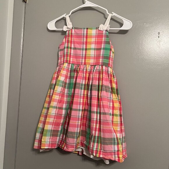 Janie and Jack Girl's Pink Plaid Spring Dress Size 5 - Picture 4 of 4